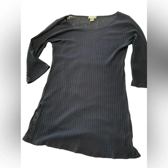 J. Valdi Women's Navy Blue Ribbed 3/4 Sleeve‎ Dress - Picture 1 of 5